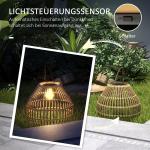 Sollampa Trädgårdslampa Gul av Rotting och Plast för Utomhusbruk Vattentät Lampa med Ljussensor Trumma Design