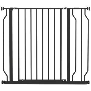 Hundgrind för Trappor och Dörröppningar med Tryckmontering och Justerbar Bredd Hållbar och Stabil Svart Metall och ABS 75–95 x 76 cm