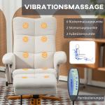 Massagestol med Liggfunktion, Fotpall och 145° Lutning, Polyester, Krämvit, 80 x 86 x 99 cm