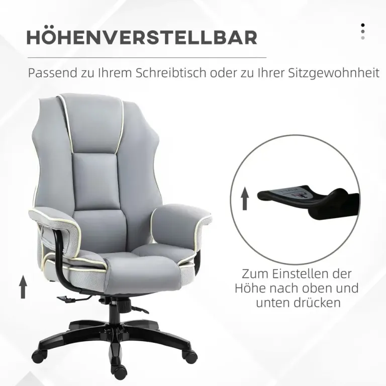 Ergonomisk Kontorsstol Chefsstol Höj- & Sänkbar 194-249 cm