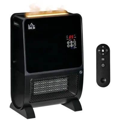 Värmefläkt 2-i-1 med LED-Ljus och Timer, Svart