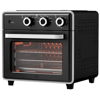 Miniugn Varmluftsfritös Silver av Metall 20 l Ugn, Svart