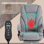 Ergonomisk Kontorsstol med Massagefunktion, Fotstöd, Vridbar och Rullbar, Grå