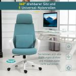 Ergonomisk Kontorsstol med Massagefunktion Höj- och Sänkbar Bekväm Skrivbordsstol Blå