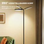 Golvlampa LED med Fjärrkontroll Svart Metall och Silikon för Läshörna och Vardagsrum Flexibel Lampa med Justerbar Ljusstyrka och Färg Modern