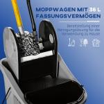 Städvagn Torkvagn Grå av Plast och Metall för Rengöring 36 l Vagn med Vridanordning Effektiv 54 x 41 x 91,5 cm