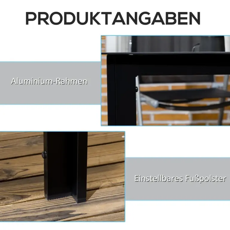 Uteplatsbord i Härdat Glas för 6 150 x 90 x 74 cm