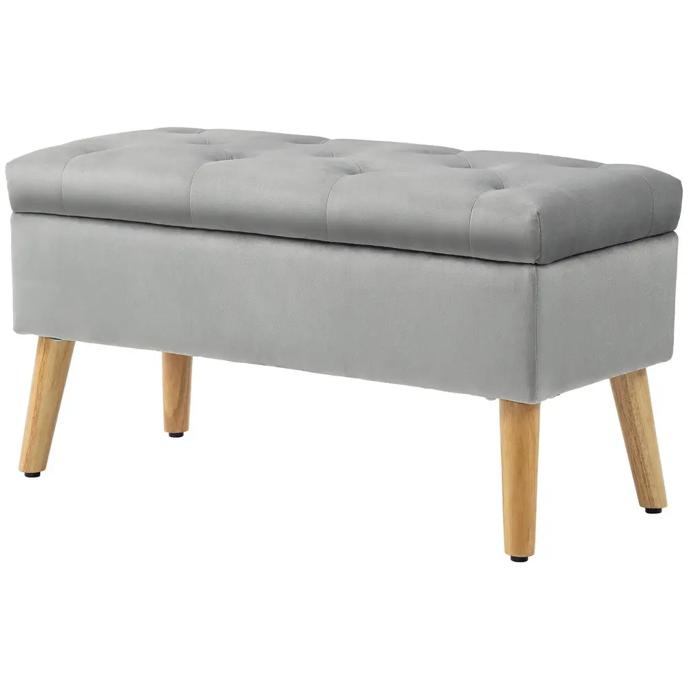 Bänk Sängbänk Grå av Sammetslook 102 x 35 x 43 Cm