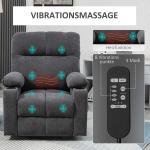 Elektrisk Avslappningsstol TV-Stol Mörkgrå av Flanelllook och Metall för Vardagsrum med Ståhjälp och Massagefunktion Värmefunktion Bekväm