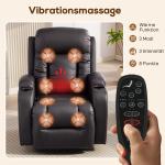 Massagestol Roterbar Mörkbrun Konstläder för Vardagsrum Relaxfåtölj med Värme och Gungfunktion Bekväm Vila och Muskelavslappning