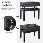 Höjdjusterbar Pianopall med Dolt Förvaringsutrymme, Konstläderkudde, Keyboardbänk för Klaviatur, 54,5 x 33 x 48–58 cm, Svart
