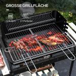Kolgrill BBQ Rökare med Hjul Svart av Metall och Trä för Camping och Terrass Mobil Grillvagn med Hylla 103 x 47 x 95 cm