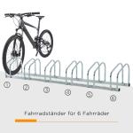 Cykelställ för 6 Cyklar, Robust Parkeringsställ för Golv eller Vägg, Väderbeständig Förvaring av Cyklar, Silver, 179 x 33 x 27 cm