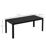Trädgårdsbord Aluminiumbord Svart Trä-Plast Polywood för Trädgård och Terrass Väderbeständigt och Modernt 120 X 70 Cm