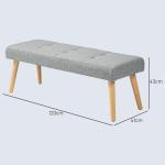 Bänk Sängbänk Grå av Linnelook och Trä för Sovrum och Hall Stoppad Bänk med Knappsöm 120 x 41 x 43 cm