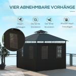 Gazebo Trädgårdstält Mörkgrå av Metall och Tyg för Trädgårdsfester 3x3m Tält med Sidovägg och Dubbeltak Väderbeständigt
