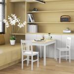 Set med 2 Köksstolar, Massivt Trä, Vit, 41 x 46,5 x 85,5 cm