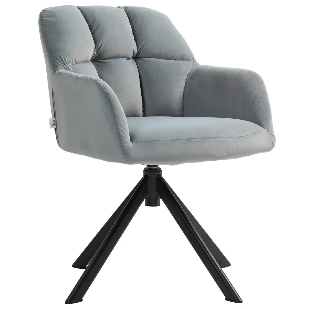 Fåtölj Loungestol Grå av Sammetslook och Metall Vridbar