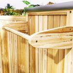 Grillvagn Serveringsvagn med Arbetsyta Natur av Trä för Trädgård och Terrass BBQ Grillbord med Handdukshängare 134,5 x 50 x 91,5 cm
