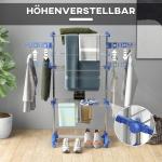 Torktumlare Torn Stålblå av Metall och Plast för Tvätt 3 Nivåer med Hjul och Vikbara Sidovingar Praktisk Torkställning