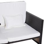 Trädgårdssoffset Brun Polyrattan och Metall med 2 Soffpall och Kuddar för Trädgårdslounge och Terrass
