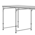 Campingbord Picknickbord Grå av Aluminium för Trädgård och Picknick Hopfällbart Bordsset med 6 Stolar Väderbeständigt
