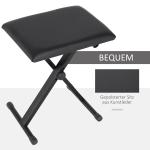 Höjdjusterbar Pianopall, X-formad Pianobänk med Konstläderkudde, Fällbar Pianostol för Klaviatur, 39 x 29 x 37–47 cm, Svart