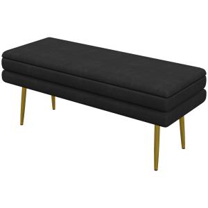 Stoppad Förvaringsbänk i Stål, Svart, 100x37,5x42 cm