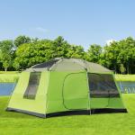 Stort Familjetält för Camping Kupoltält 2 Sovkabiner och Allrum Vattentät 4-8 Personer Grå Orange 405 X 305 X 225 Cm