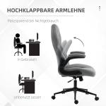 Kontorsstol Skrivbordsstol Grå av Tyg och Metall för Hemmakontoret Ergonomisk med Vippfunktion och Justerbara Armstöd Mjuk Dyna