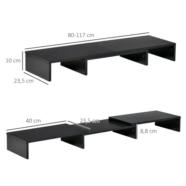 Dubbel Skärmställ Längd och Vridbar 80–117 x 23,5 x 10 cm