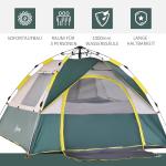 Kupoltält 3 Personer Polyester med Pinnar för Camping och Utomhusäventyr Grön 205 X 195 X 135 Cm
