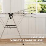 Torkställning Hopfällbar Silver Rostfritt Stål för Klädvård Torkställ med Vingar och Skohållare Stor Kapacitet Robust och Stabil 157 x 68 x 192 cm