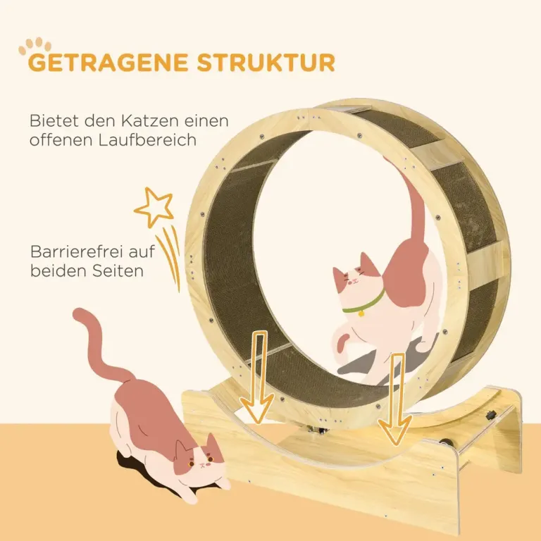 Katthjul Träningshjul Natur av Ek och Sisal 91 cm