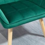 Enkelfåtölj Relaxfåtölj Grön av Sammet och Trä för Vardagsrum och Sovrum Skandinavisk Stoppad Fåtölj 64 x 62 x 72,5 cm