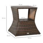 Trädgårdsbord Sidobord Parasollställ Polyrattan för Trädgård och Terrass Brun 54 X 54 X 55 Cm