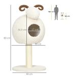 Klösträd i Get-Design, Rolig Klösmöbel med Koja och Sisal, Unik Lekplats för Kattungar, Krämvit, 80 cm