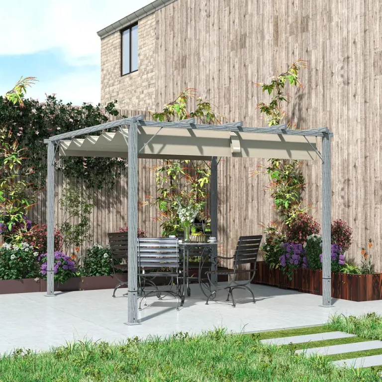Pergola Trädgårdspaviljong med Magnetplatta Grå 3 x 3 m