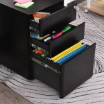 Rullcontainer Mobilt Arkivskåp 3 Lådor Kontorsskåp Stål för Hemmakontor Svart 39 X 48 X 59 Cm