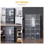 Garderob Hyllsystem Modulhylla med 11 Kuber Svart av Plast och Metall för Kläder och Leksaker DIY Förvaringsställ 111 x 47 x 183 cm