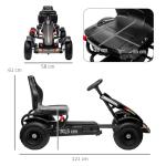Trampbil Gokart Svart av Metall och Plast för Barn 5-12 År med Justerbar Sits och Handbroms Kettcar Pedalbil Rolig Lek