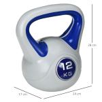 Kettlebell 12 kg, Ergonomisk Träningsvikt för Styrka och Kondition, Skonsam mot Golv, Blå