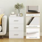 Sängbord med Lådor Klassisk Vit MDF för Sovrum 3 Lådor Förvaring Modern Design Robust Nattduksbord
