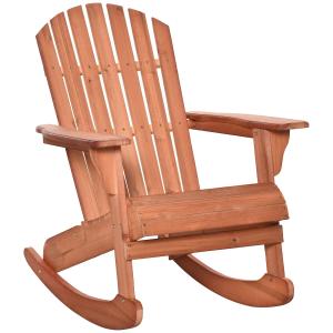 Adirondack Gungstol i Trälook, Bekväm Trädgårdsstol för Avkoppling, Väderbeständig Design för Uteplatsen, Natur, 77 x 94 x 97 cm