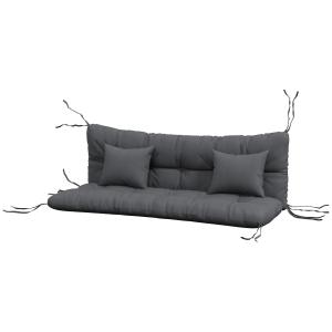 Sittdynor Stolsdynor Set med 4 Dynor Mörkgrå av Tyg för Hem och Trädgård Vattenavvisande Dyna med Knytband 150 x 50 x 10 cm