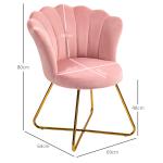 Stoppad Accentstol med Lotus-design Ryggstöd och Metallben, Rosa