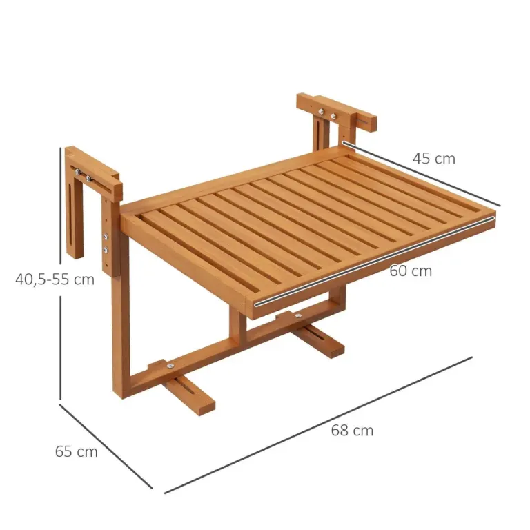 Balkongbord Hängbord Teak av Furu Fällbart 68 x 65 cm