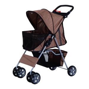 Hundvagn Joggingvagn Kaffebrun Polyester och Metall för Husdjur Lätt och Praktisk Hopfällbar