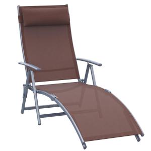 Solstol Trädgårdssäng Hopfällbar med Dyna Bekväm Relaxsäng för Trädgård och Terrass Brun