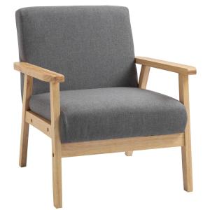 Öronlappsfåtölj i Linnetyg, Bekväm Matstol med Armstöd, Elegant Relaxstol för Vardagsrum, Grå, 64 x 70 x 72 cm